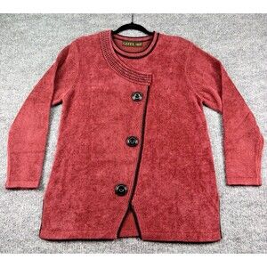 Vintage Gizel Chenille Sweater Tunic Women's Size M/L Red Black